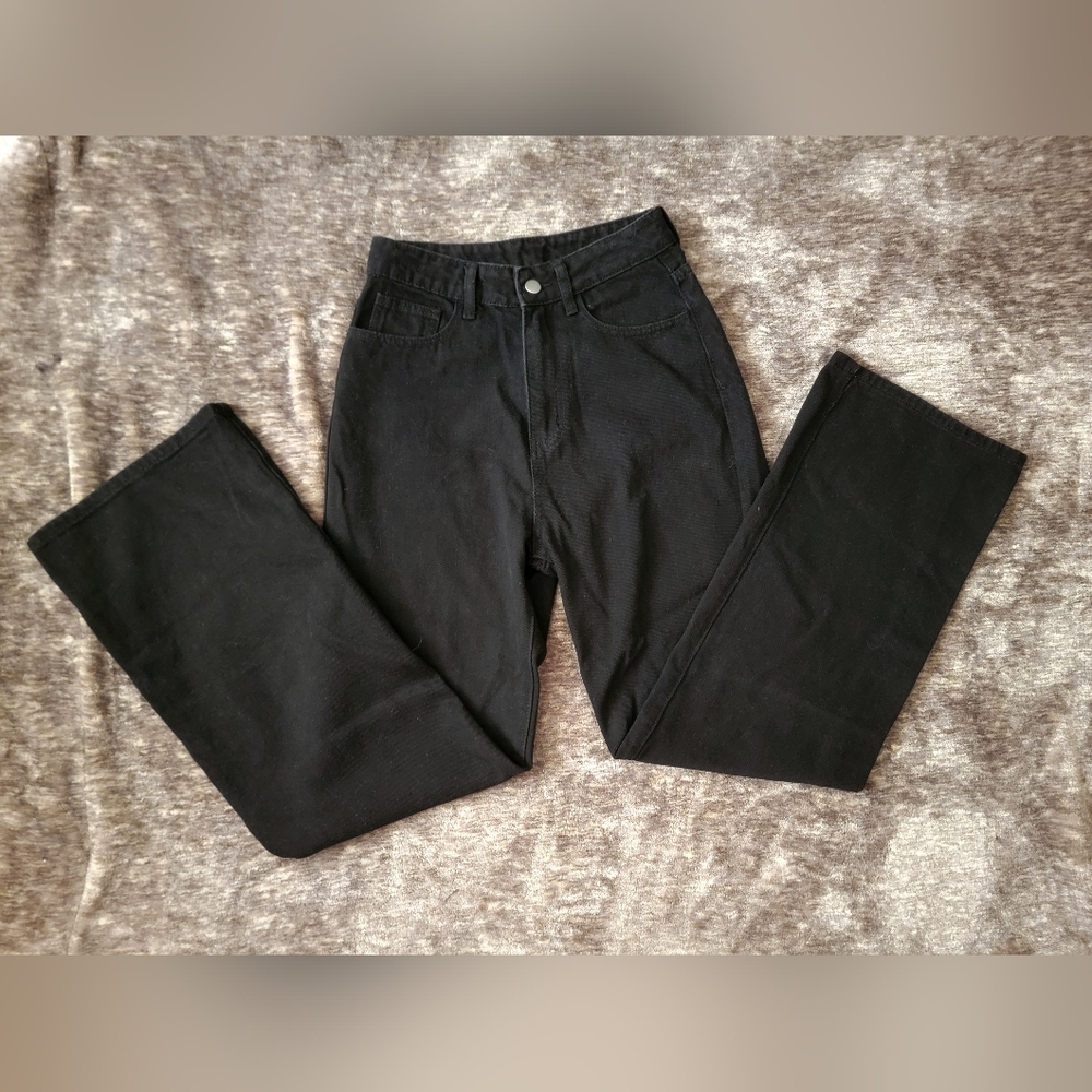 Women's Black High Waist Wide Leg Jeans